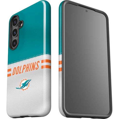NFL Miami Dolphins White Striped Galaxy S24 Plus Impact Case
